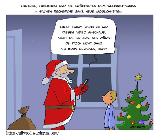 Weihnachtsmann mit Smartphone